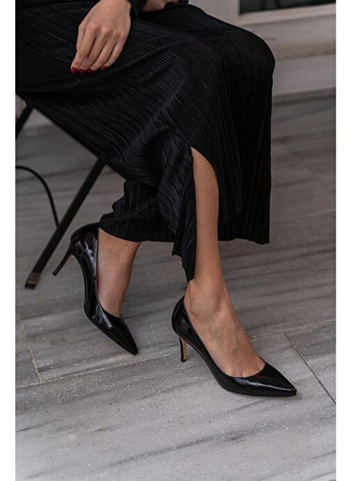 Ece'nin Butiği Siyah Kadın Rugan Stiletto Paprica-65 - Görsel 7