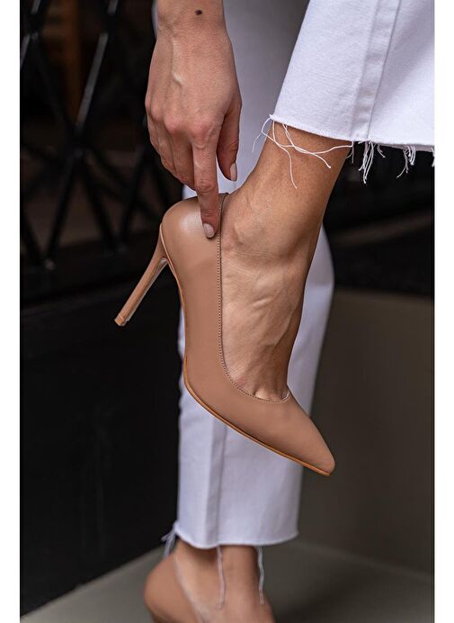 Ece'nin Butiği Ten Kadın Deri Stiletto Ping-159 - Görsel 4