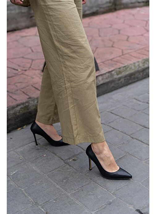 Ece'nin Butiği Siyah Kadın Deri Stiletto Ping-447 - Görsel 2