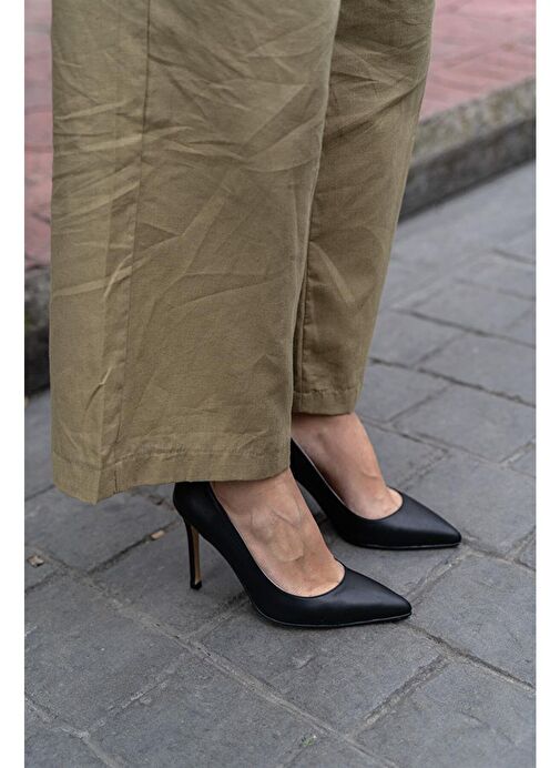 Ece'nin Butiği Siyah Kadın Deri Stiletto Ping-447 - Görsel 3