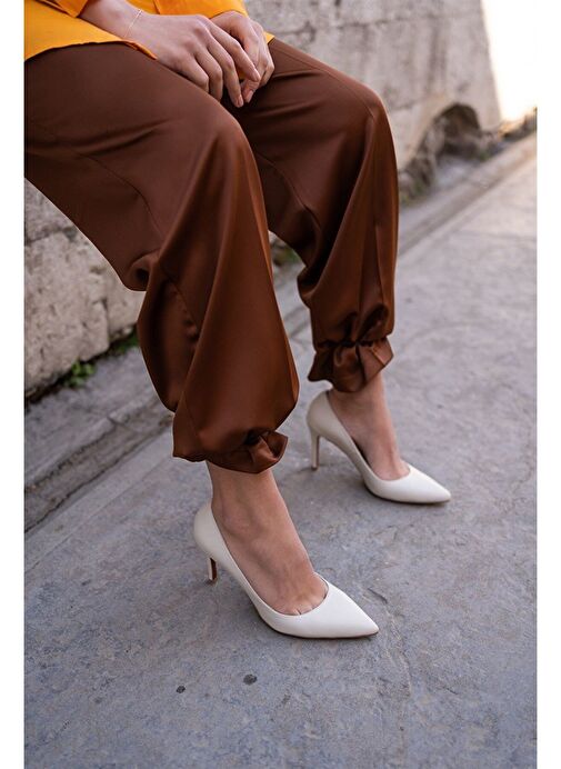 Pael Ekru Deri Stiletto - Görsel 5