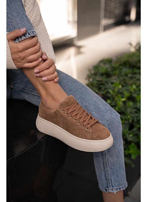 Ece'nin Butiği Kahverengi Kadın Süet Sneaker Finn-71 - Görsel 2