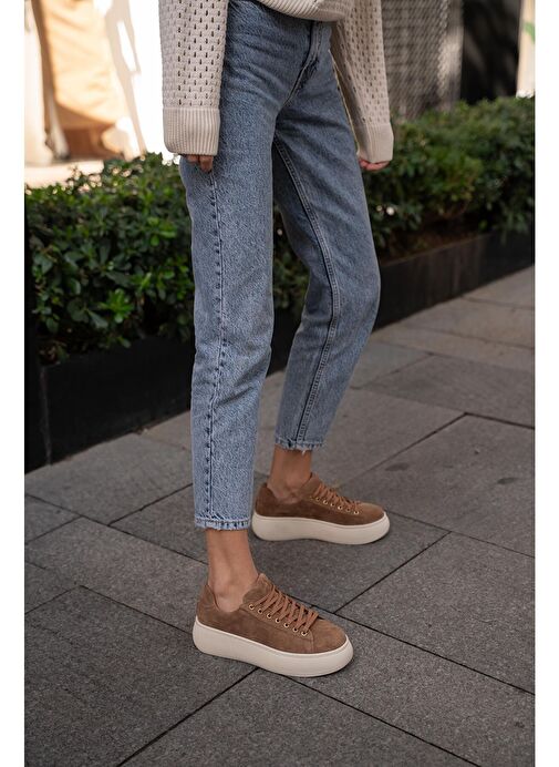 Ece'nin Butiği Kahverengi Kadın Süet Sneaker Finn-71 - Görsel 4