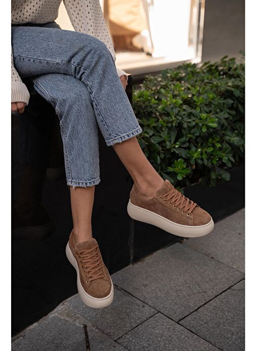 Ece'nin Butiği Kahverengi Kadın Süet Sneaker Finn-71 - Görsel 5