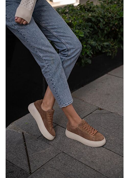 Ece'nin Butiği Kahverengi Kadın Süet Sneaker Finn-71 - Görsel 6