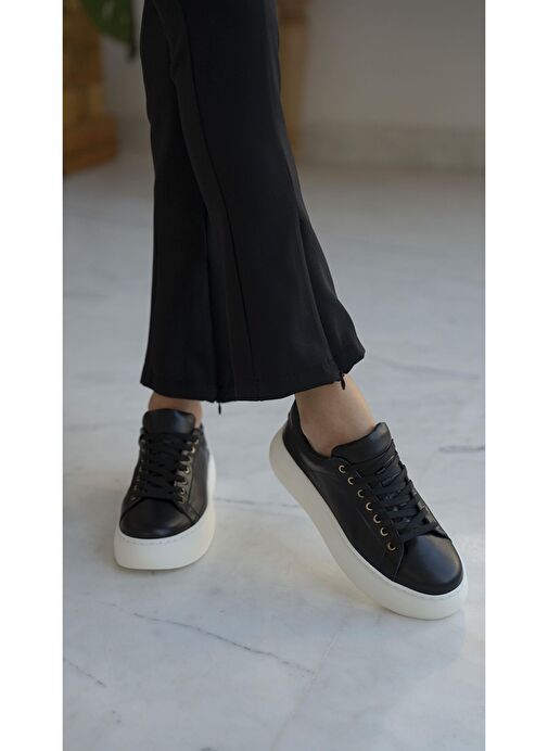 Ece'nin Butiği Siyah Kadın Deri Sneaker Finn-447 - Görsel 2