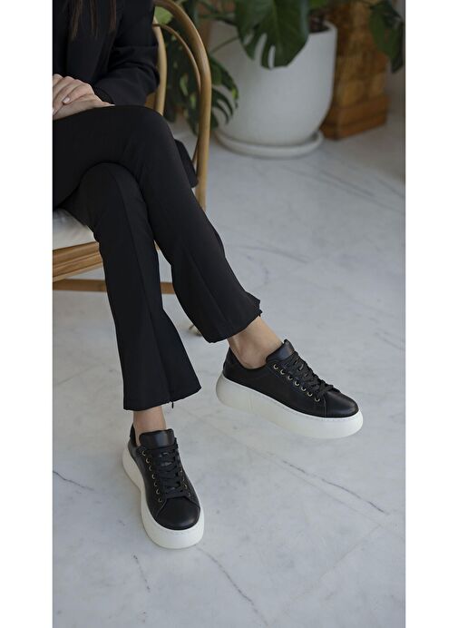 Ece'nin Butiği Siyah Kadın Deri Sneaker Finn-447 - Görsel 3
