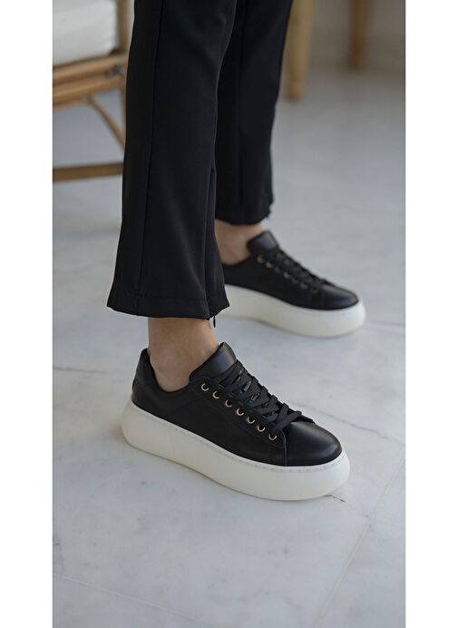 Ece'nin Butiği Siyah Kadın Deri Sneaker Finn-447 - Görsel 4