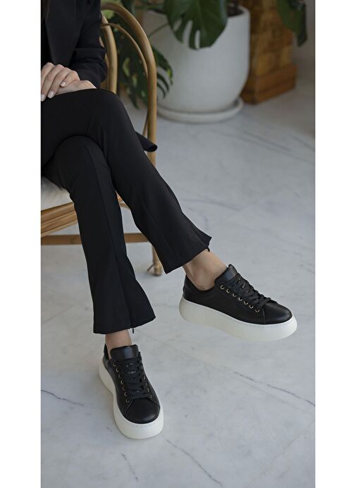Ece'nin Butiği Siyah Kadın Deri Sneaker Finn-447 - Görsel 6