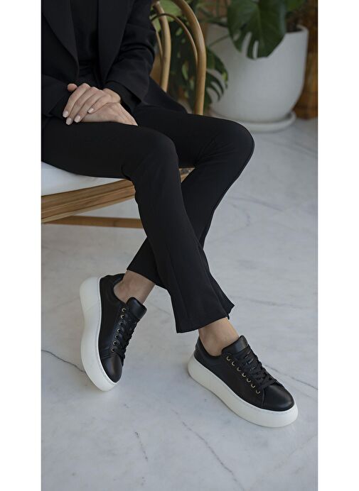 Ece'nin Butiği Siyah Kadın Deri Sneaker Finn-447 - Görsel 7
