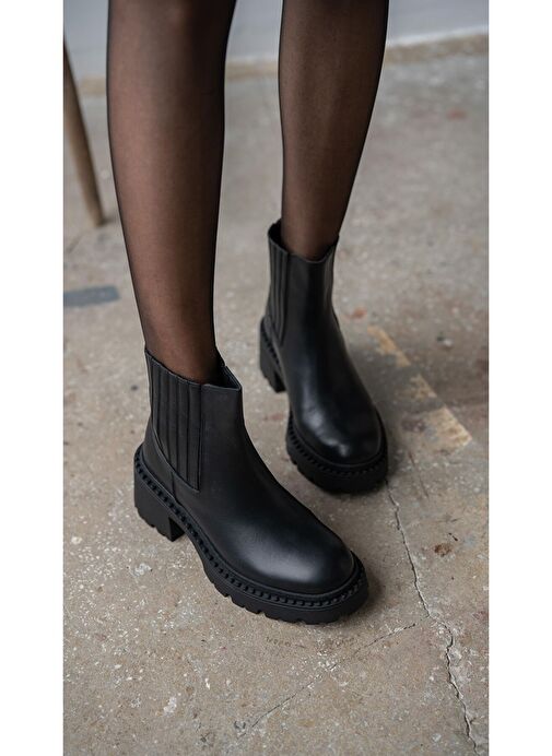 Zeyna Siyah Hakiki Deri Bot - Görsel 5