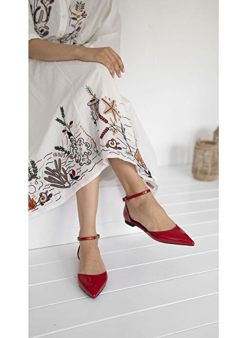 Ece'nin Butiği Kırmızı Kadın Rugan Babet Yannick-383 - Görsel 4