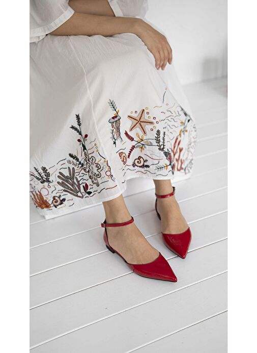 Ece'nin Butiği Kırmızı Kadın Rugan Babet Yannick-383 - Görsel 5