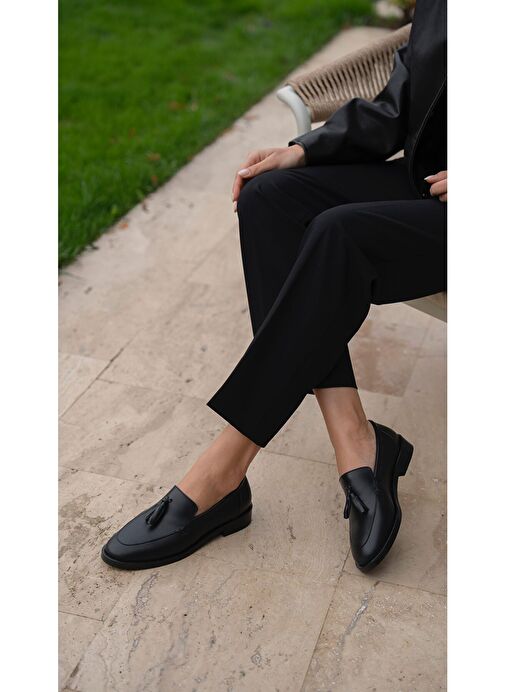 Ece'nin Butiği Siyah Kadın Deri Loafer Nick-1 - Görsel 5