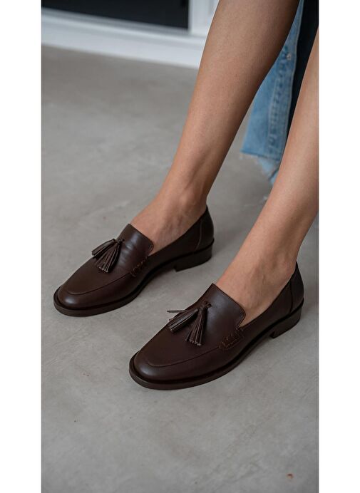 Ece'nin Butiği Kahverengi Kadın Deri Loafer Nick-440 - Görsel 3