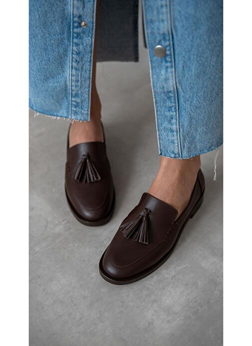 Ece'nin Butiği Kahverengi Kadın Deri Loafer Nick-440 - Görsel 5