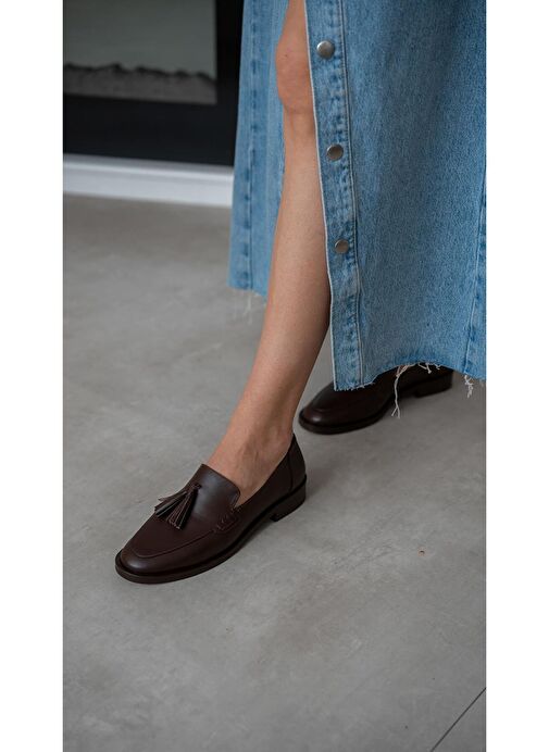 Ece'nin Butiği Kahverengi Kadın Deri Loafer Nick-440 - Görsel 6