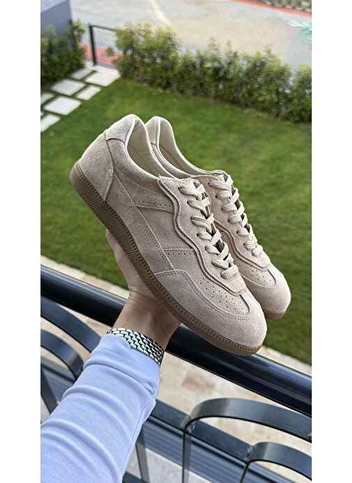 Solomon Bej Süet Hakiki Deri Kadın Spor Ayakkabı - Görsel 2