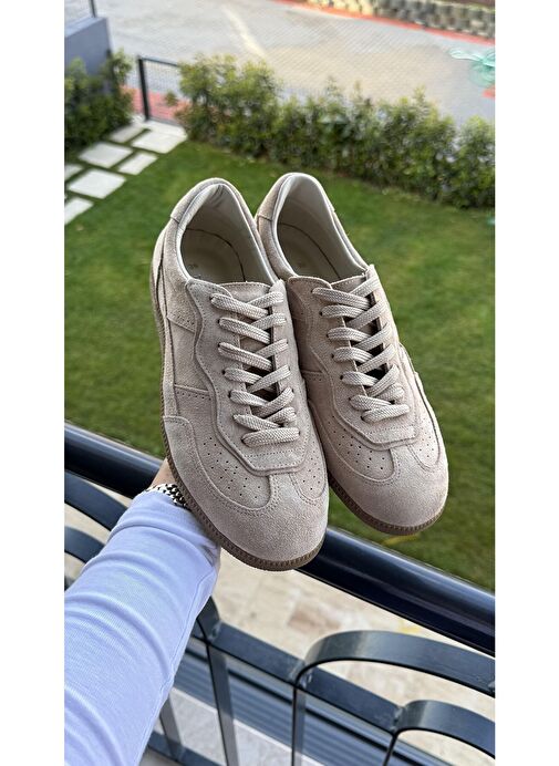 Solomon Bej Süet Hakiki Deri Kadın Spor Ayakkabı - Görsel 3