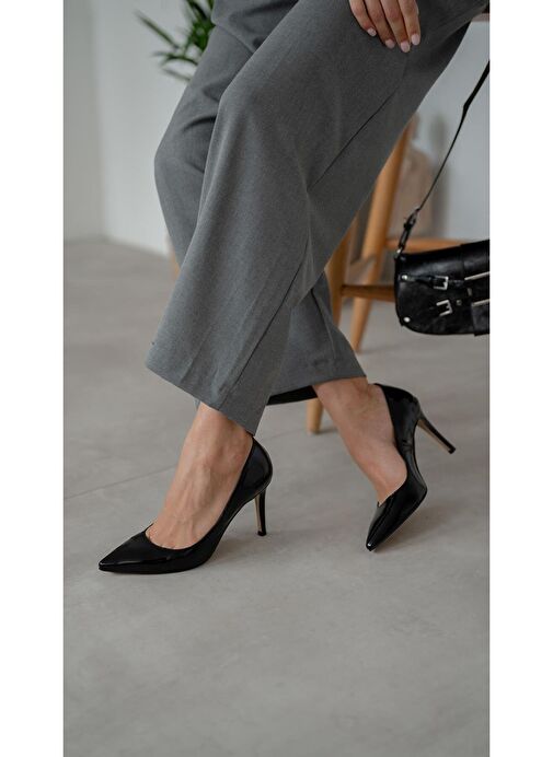 Ece'nin Butiği Siyah Kadın Rugan Stiletto Pael-65 - Görsel 4