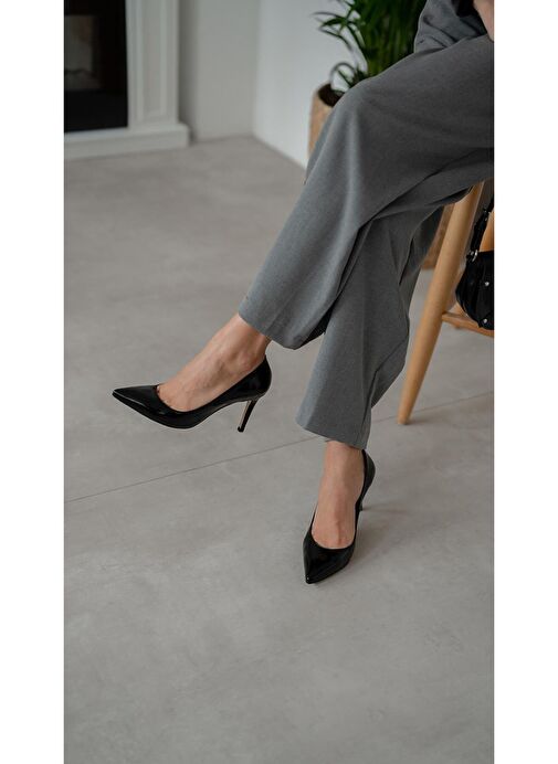 Ece'nin Butiği Siyah Kadın Rugan Stiletto Pael-65 - Görsel 5