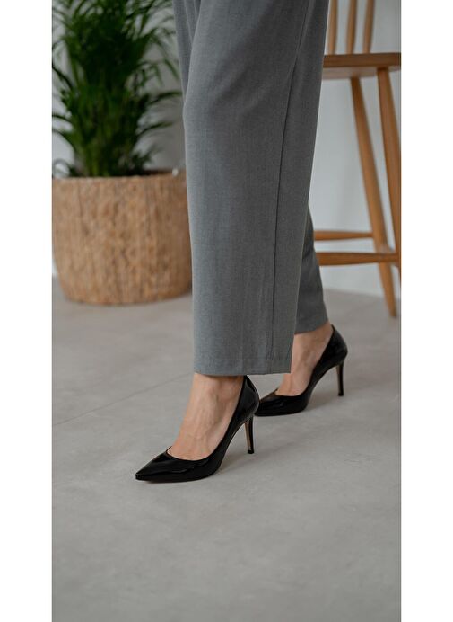 Ece'nin Butiği Siyah Kadın Rugan Stiletto Pael-65 - Görsel 6