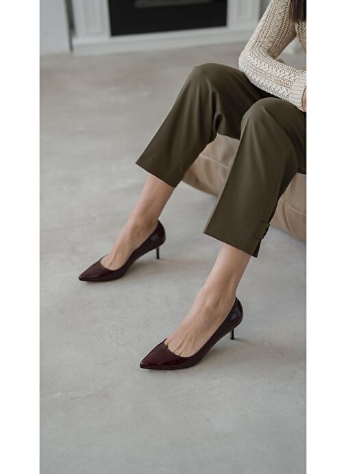 Ece'nin Butiği Bordo Kadın Rugan Stiletto Nell-1046 - Görsel 3