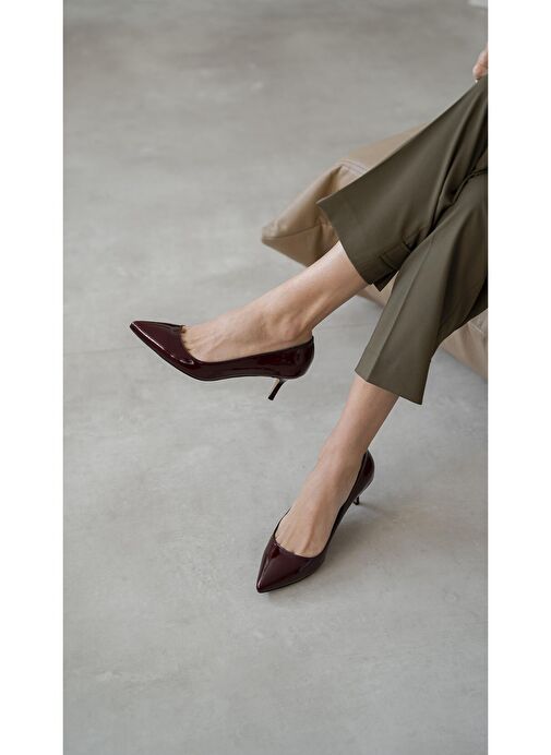 Ece'nin Butiği Bordo Kadın Rugan Stiletto Nell-1046 - Görsel 4