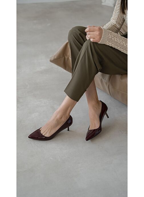 Ece'nin Butiği Bordo Kadın Rugan Stiletto Nell-1046 - Görsel 5