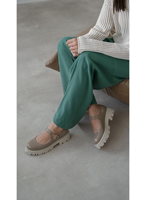 Reyna Vizon Rugan Hakiki Deri Kadın Makosen Ayakkabı - Görsel 4