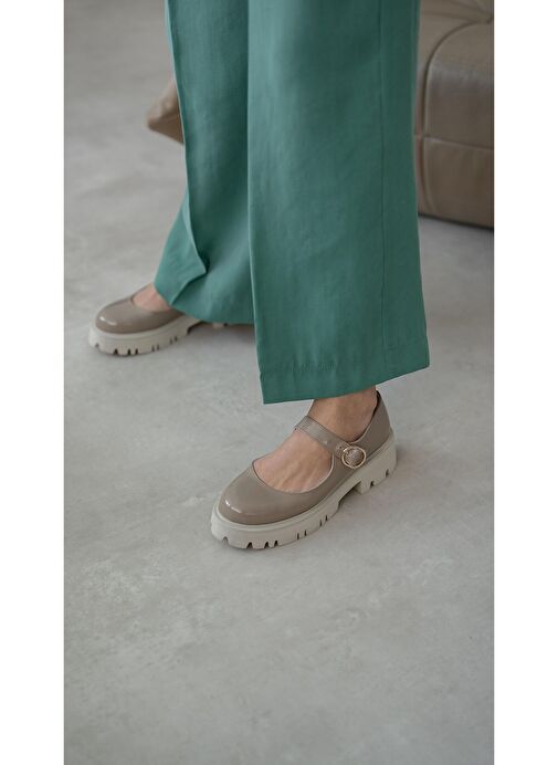 Reyna Vizon Rugan Hakiki Deri Kadın Makosen Ayakkabı - Görsel 5