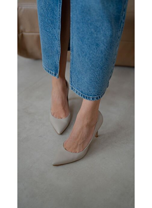 Ece'nin Butiği Bej Kadın Deri Stiletto Pael-50 - Görsel 2