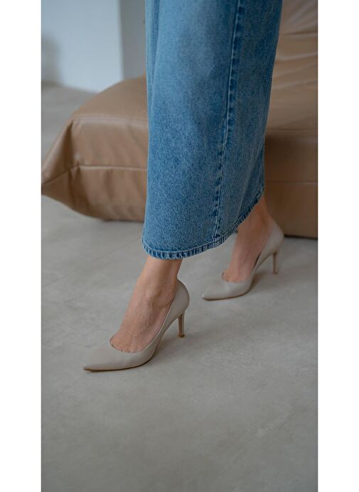Ece'nin Butiği Bej Kadın Deri Stiletto Pael-50 - Görsel 3