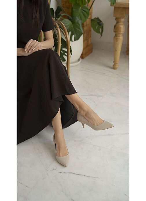 Ece'nin Butiği Bej Kadın Deri Stiletto Nell-50 - Görsel 3