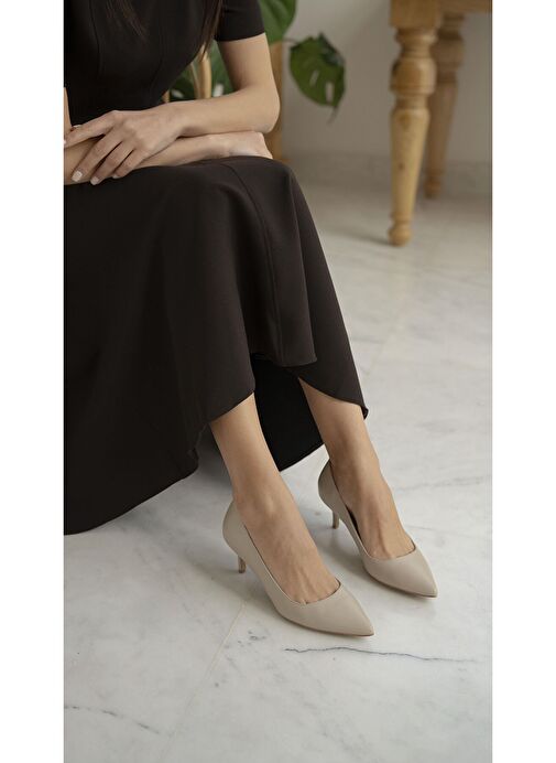 Ece'nin Butiği Bej Kadın Deri Stiletto Nell-50 - Görsel 4