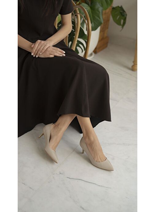 Ece'nin Butiği Bej Kadın Deri Stiletto Nell-50 - Görsel 5