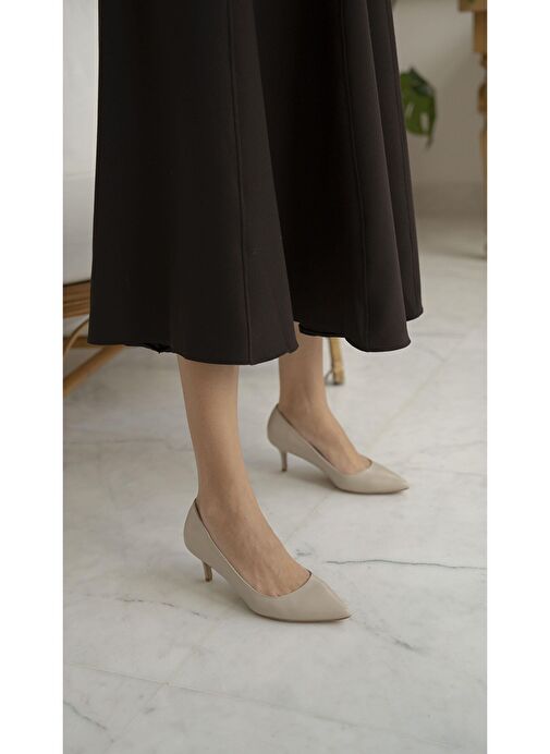 Ece'nin Butiği Bej Kadın Deri Stiletto Nell-50 - Görsel 7