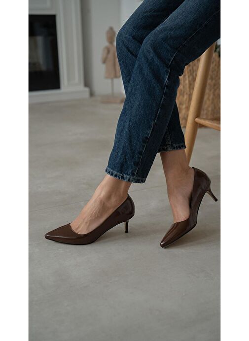 Ece'nin Butiği Kahverengi Kadın Rugan Stiletto Nell-1048 - Görsel 5