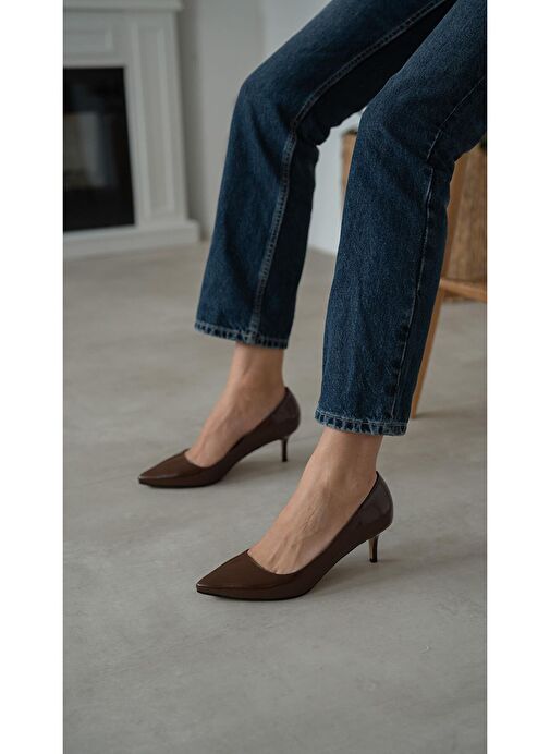 Ece'nin Butiği Kahverengi Kadın Rugan Stiletto Nell-1048 - Görsel 6