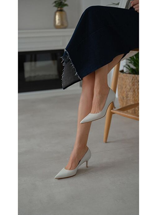 Brant Ekru Hakiki Deri Topuklu Ayakkabı - Görsel 5