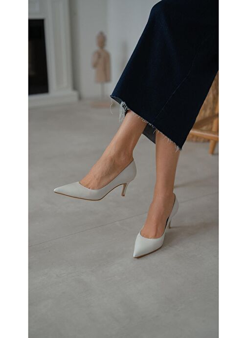 Brant Ekru Hakiki Deri Topuklu Ayakkabı - Görsel 6