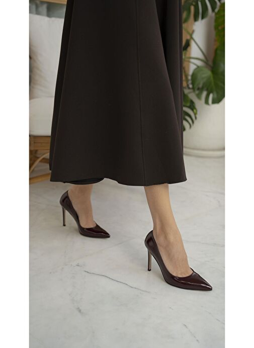 Ece'nin Butiği Bordo Kadın Rugan Stiletto Ping-1046 - Görsel 4
