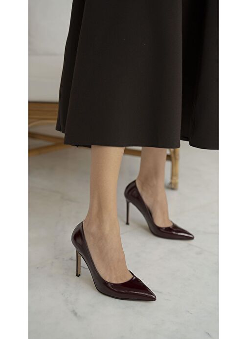 Ece'nin Butiği Bordo Kadın Rugan Stiletto Ping-1046 - Görsel 5