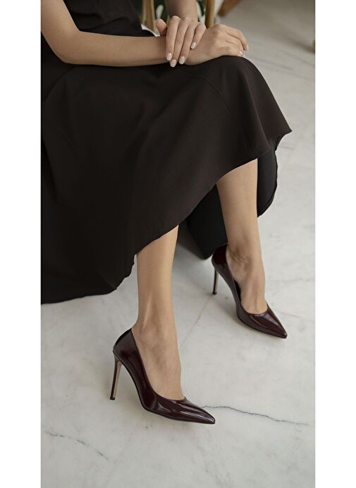 Ece'nin Butiği Bordo Kadın Rugan Stiletto Ping-1046 - Görsel 6