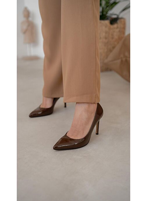 Ece'nin Butiği Kahverengi Kadın Rugan Stiletto Ping-1048 - Görsel 2
