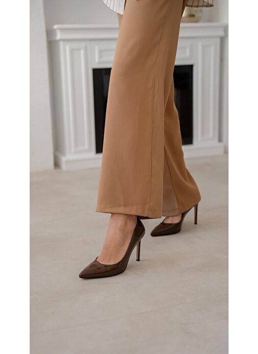 Ece'nin Butiği Kahverengi Kadın Rugan Stiletto Ping-1048 - Görsel 3