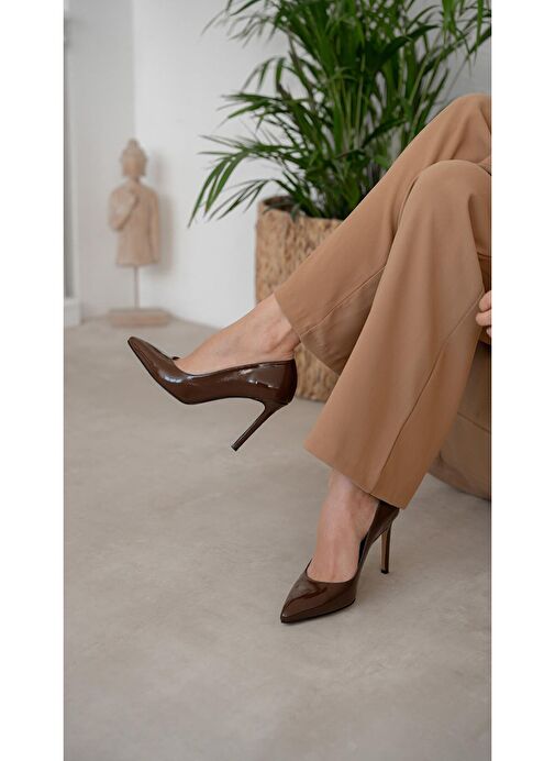 Ece'nin Butiği Kahverengi Kadın Rugan Stiletto Ping-1048 - Görsel 5
