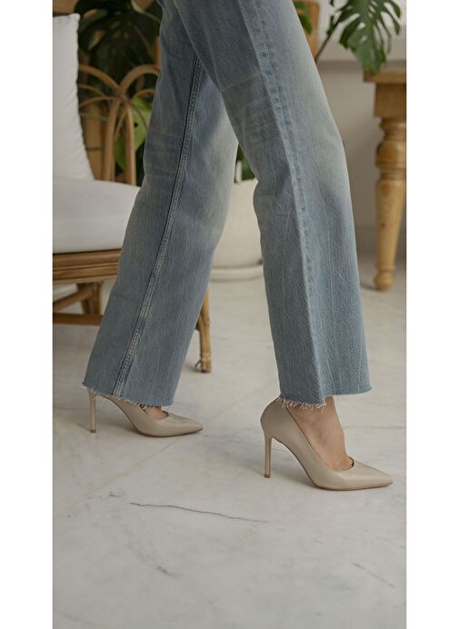 Ece'nin Butiği Bej Kadın Deri Stiletto Ping-50 - Görsel 2
