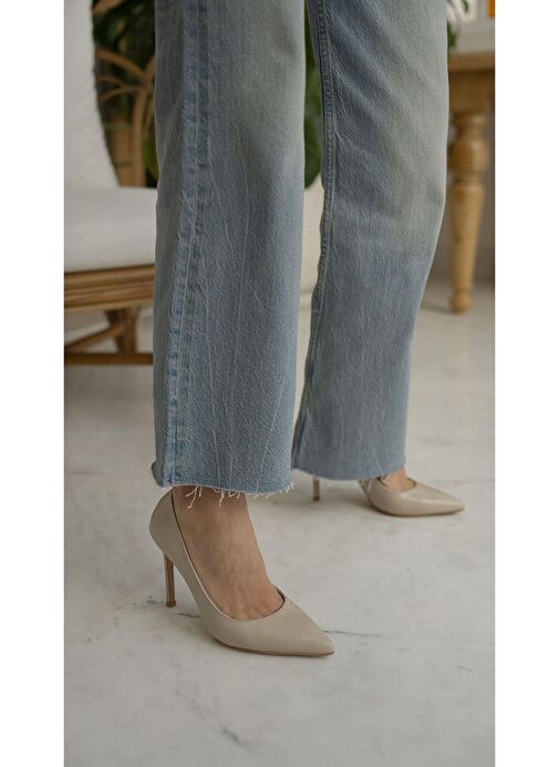 Ece'nin Butiği Bej Kadın Deri Stiletto Ping-50 - Görsel 3