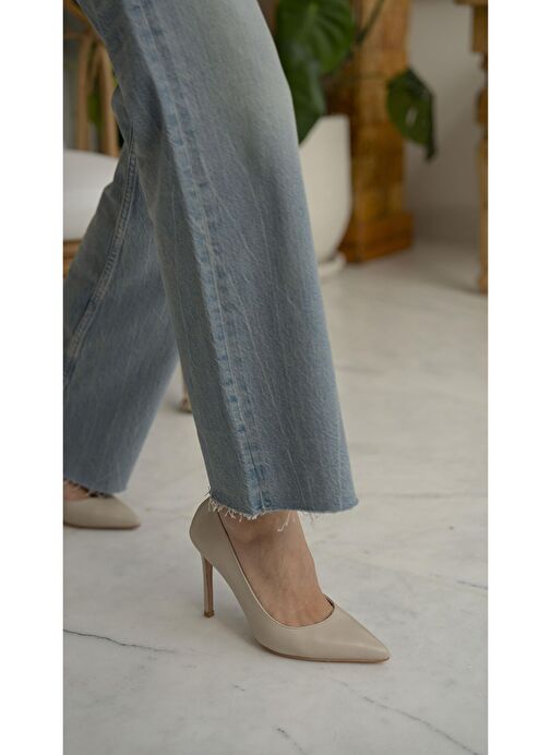 Ece'nin Butiği Bej Kadın Deri Stiletto Ping-50 - Görsel 4
